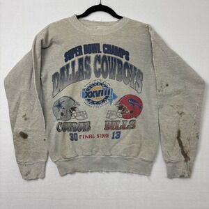 Vintage 1994 Dallas Cowboys Super Bowl XXVIII Champions Tultex Sweatshirt Gray M